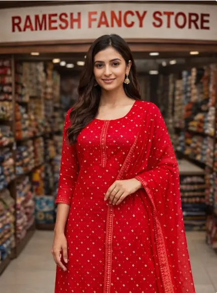 Bandeej Jam Cotton Unstitched Suit Set with Dupatta – Traditional Summer Dress. - Image 10