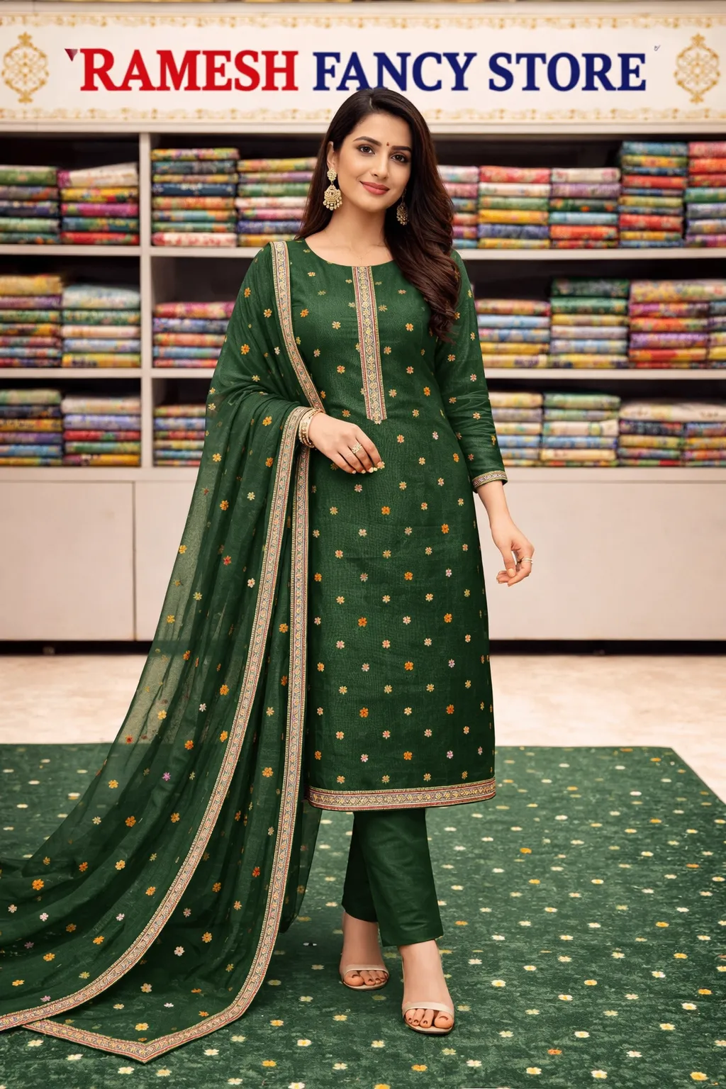 Bandeej Jam Cotton Unstitched Suit Set with Dupatta – Traditional Summer Dress. - Image 4